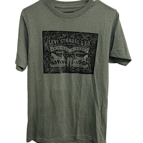 Levis Green Graphic Tee Crew Neck Short Sleeve Unisex Small Casual Classic - Picture 1 of 7